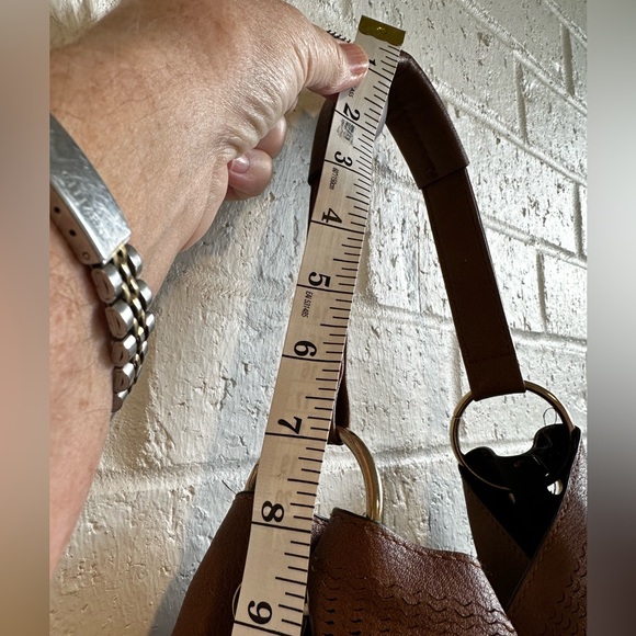 Chic Brown Faux Leather Hobo Shoulder Crossbody Bag W/Detachable Crossbody Strap - Picture 12 of 16